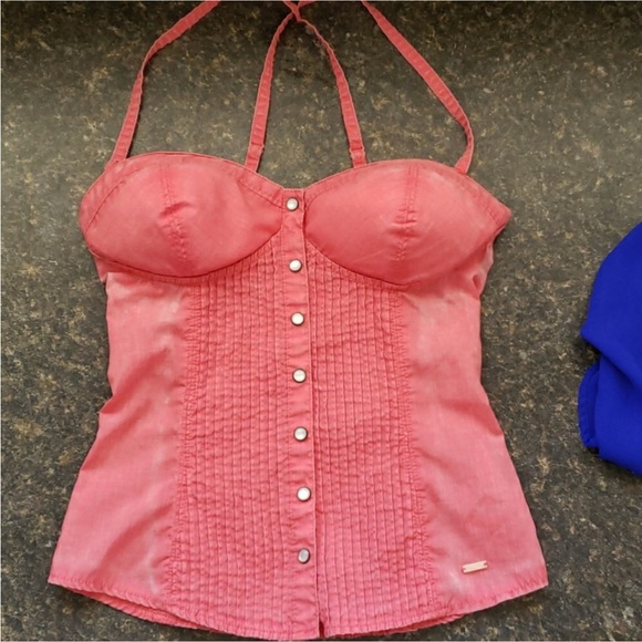 Guess  bustier button up cross cross top - Picture 1 of 3